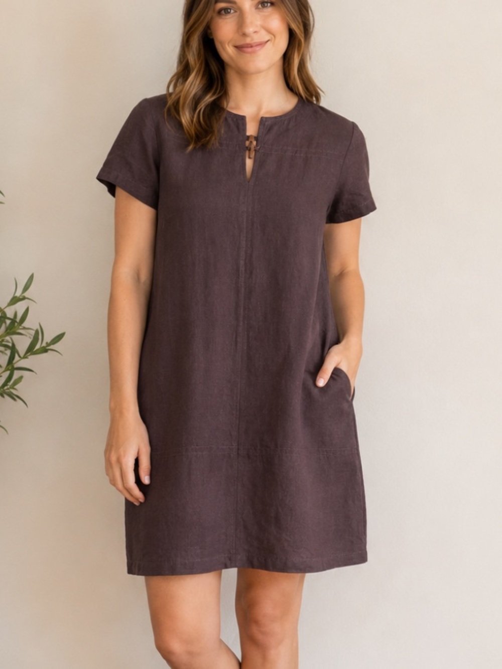 Liz Claiborne Vintage Chocolate Brown Linen and Silk Short Shift Dress